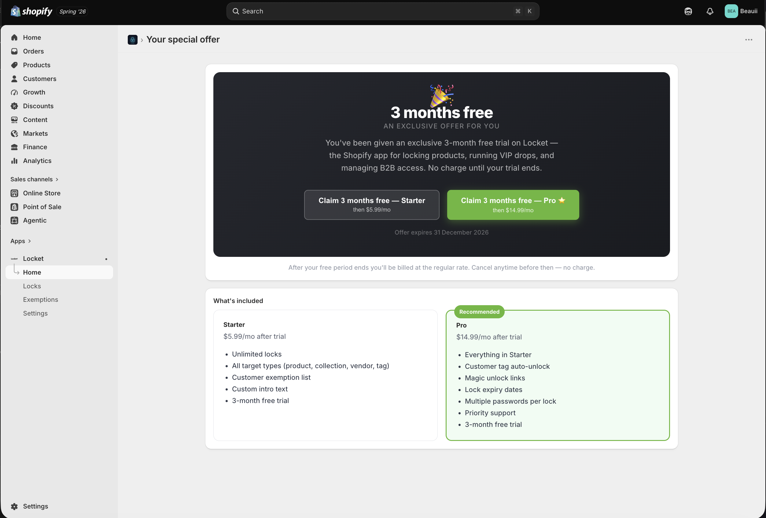 Your special offer page — claim 6 months free