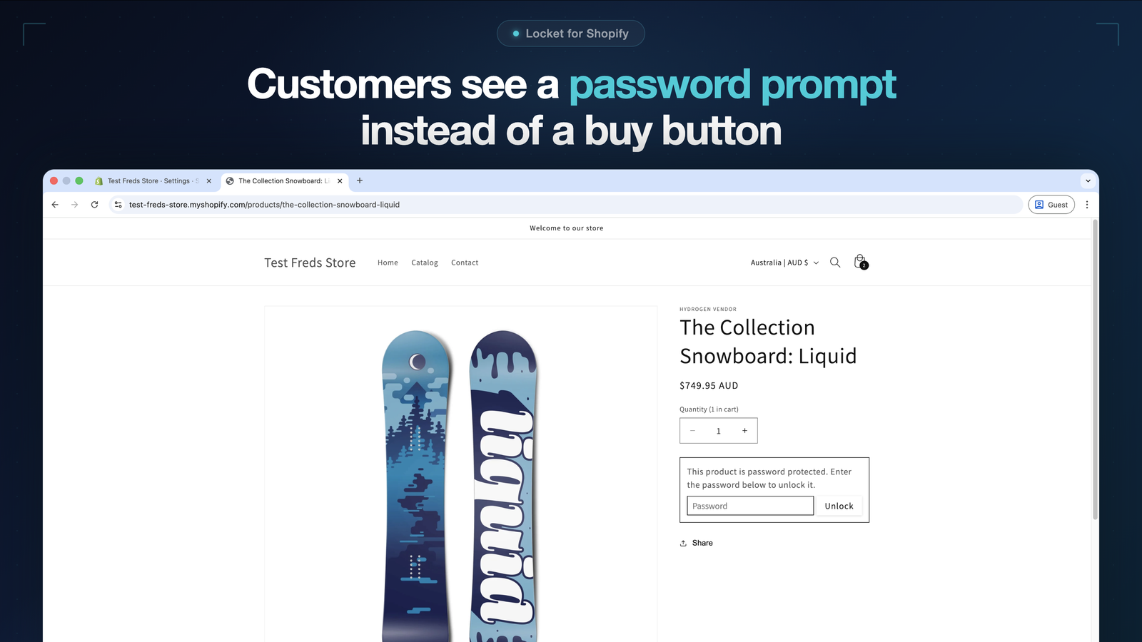 Storefront password prompt on a locked product