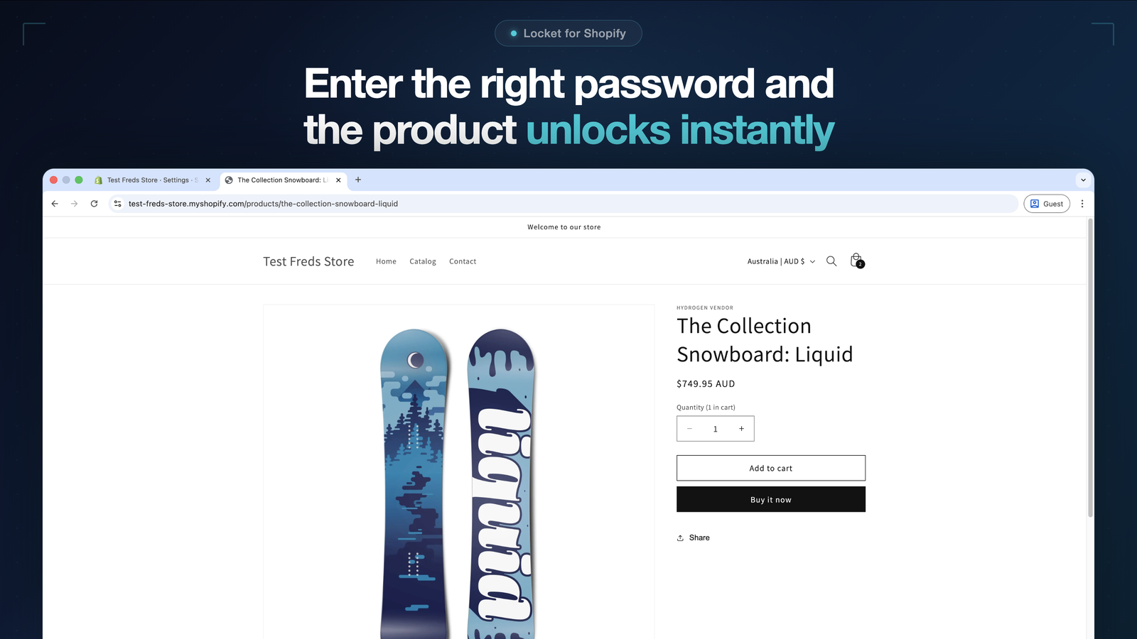Product unlocked after correct password is entered